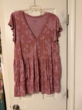 torrid Dusty Rose Floral Tiered Button-Front Tunic
